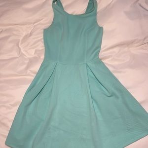 Aqua Medium Teal Dress with Mesh Overlay Medium